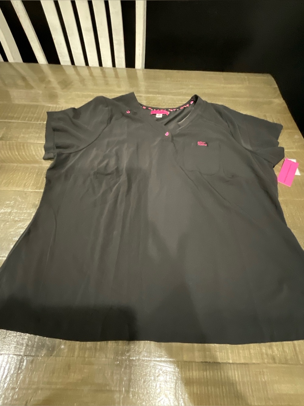 Scrubs Black Top with Pink Trim and Accent